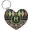 Argyle & Moroccan Mosaic Heart Plastic Keychain w/ Name and Initial