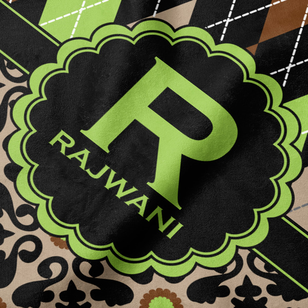 Argyle & Moroccan Mosaic Hooded Baby Towel- Detail Close Up