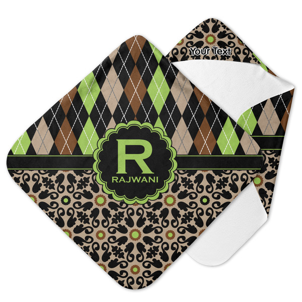 Custom Argyle & Moroccan Mosaic Hooded Baby Towel (Personalized)