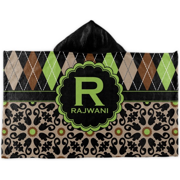 Custom Argyle & Moroccan Mosaic Kids Hooded Towel (Personalized)