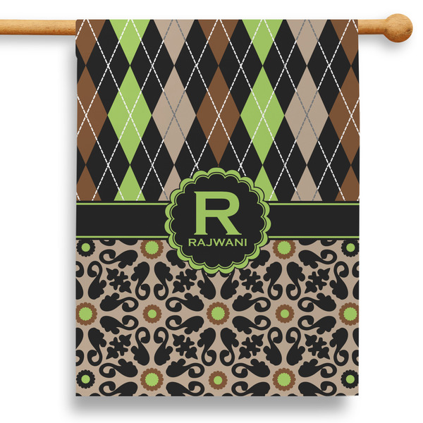 Custom Argyle & Moroccan Mosaic 28" House Flag (Personalized)