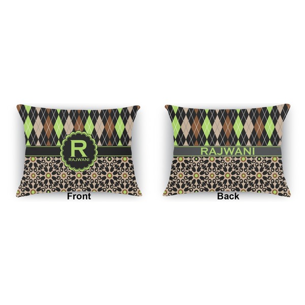 Argyle & Moroccan Mosaic  Indoor Rectangular Burlap Pillow (Front and Back)