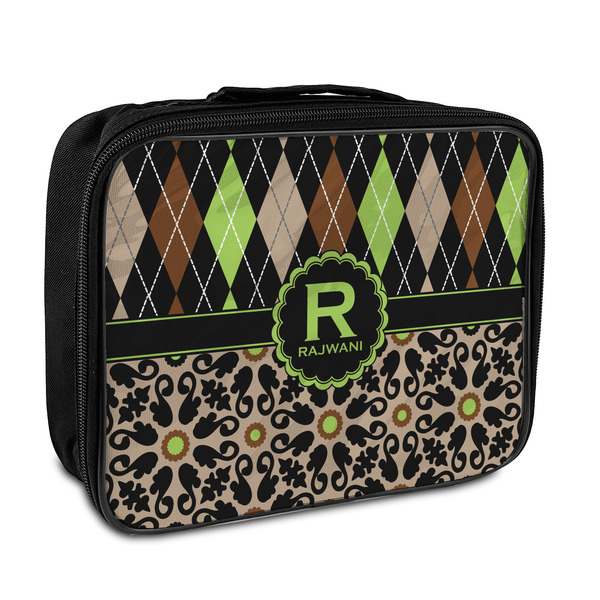 Custom Argyle & Moroccan Mosaic Insulated Lunch Bag (Personalized)
