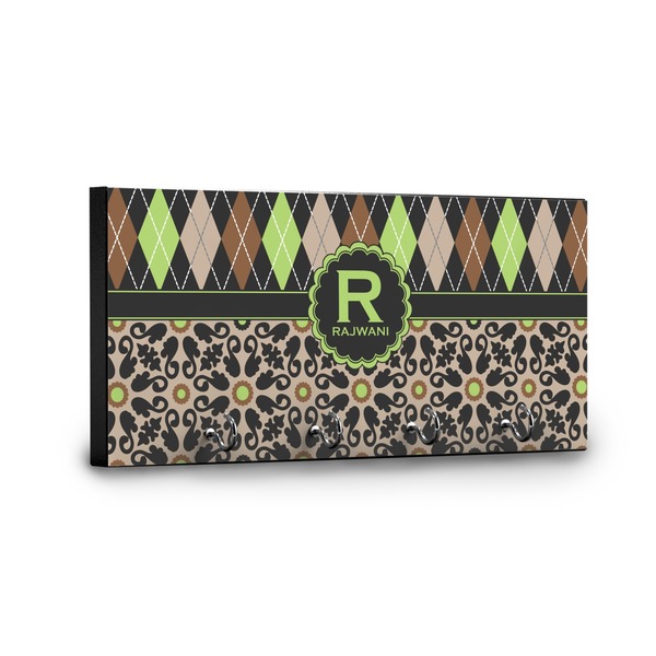 Argyle & Moroccan Mosaic Key Hanger - Front View with Hooks