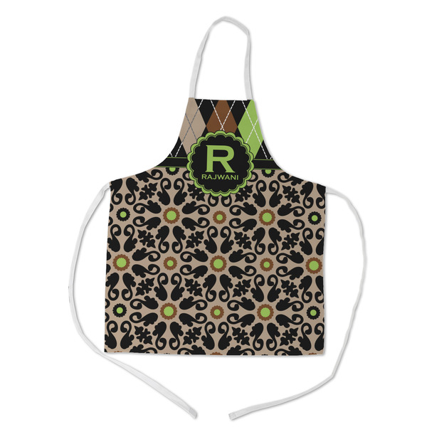 Custom Argyle & Moroccan Mosaic Kid's Apron w/ Name and Initial