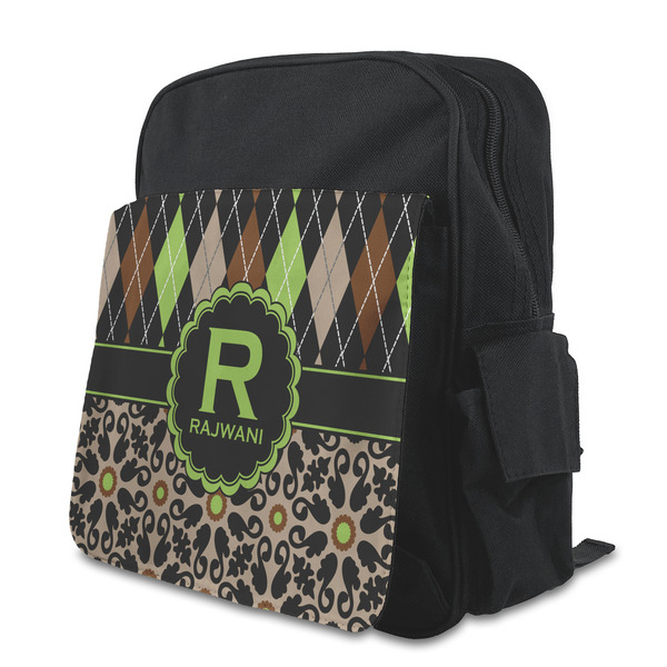 Custom Argyle & Moroccan Mosaic Preschool Backpack (Personalized)