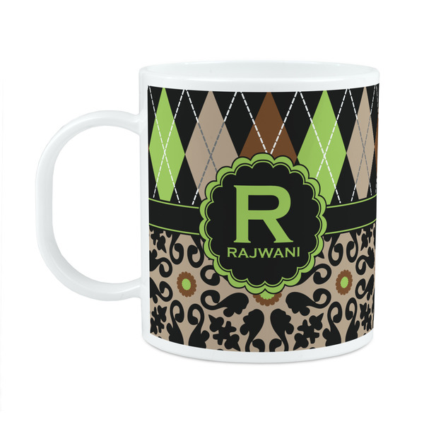 Custom Argyle & Moroccan Mosaic Plastic Kids Mug (Personalized)