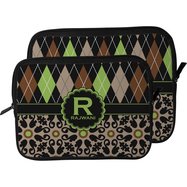 Argyle & Moroccan Mosaic Laptop Sleeve (Size Comparison)
