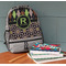 Argyle & Moroccan Mosaic Large Backpack - Gray - On Desk