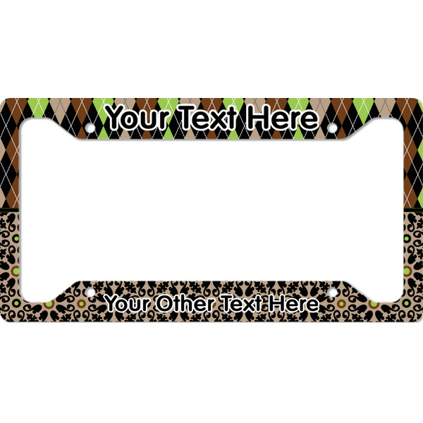 Custom Argyle & Moroccan Mosaic License Plate Frame (Personalized)