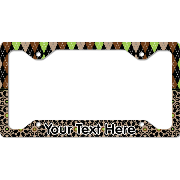 Custom Argyle & Moroccan Mosaic License Plate Frame - Style C (Personalized)