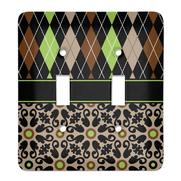 Custom Argyle & Moroccan Mosaic Light Switch Cover (2 Toggle Plate)