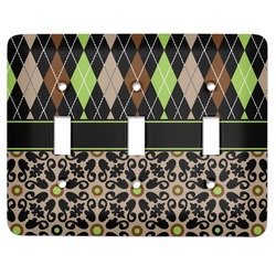 Argyle & Moroccan Mosaic Light Switch Cover (3 Toggle Plate)