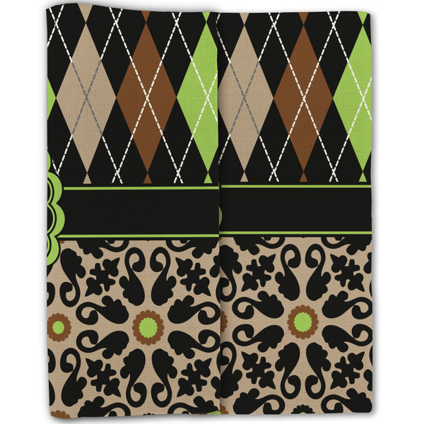 Argyle & Moroccan Mosaic Linen Placemat - Folded Half (double sided)