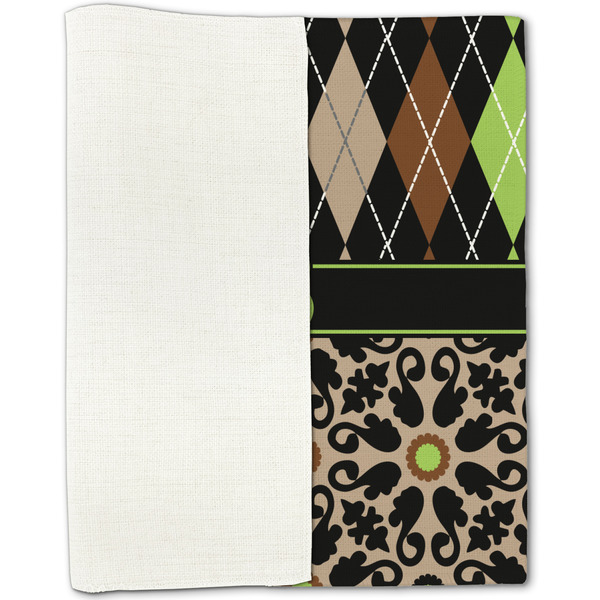 Argyle & Moroccan Mosaic Linen Placemat - Folded Half