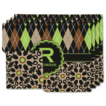 Argyle & Moroccan Mosaic Linen Placemat w/ Name and Initial