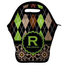 Argyle & Moroccan Mosaic Lunch Bag w/ Name and Initial