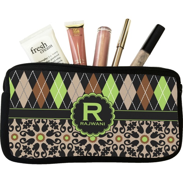 Custom Argyle & Moroccan Mosaic Makeup / Cosmetic Bag (Personalized)