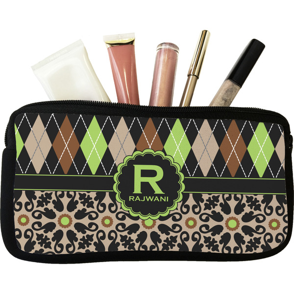 Custom Argyle & Moroccan Mosaic Makeup / Cosmetic Bag (Personalized)