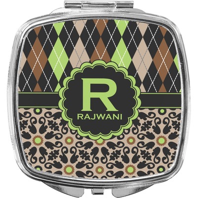 Argyle & Moroccan Mosaic Compact Makeup Mirror (Personalized)
