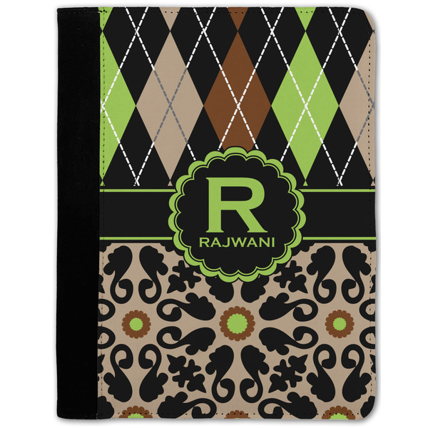 Custom Argyle & Moroccan Mosaic Notebook Padfolio w/ Name and Initial