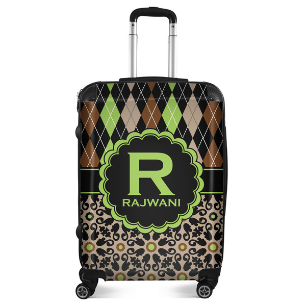 Custom Argyle & Moroccan Mosaic Suitcase - 24" Medium - Checked (Personalized)