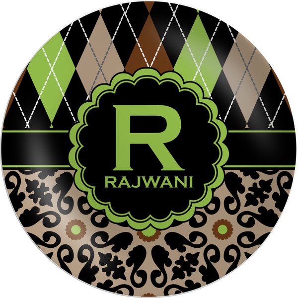 Custom Argyle & Moroccan Mosaic Melamine Salad Plate - 8" (Personalized)