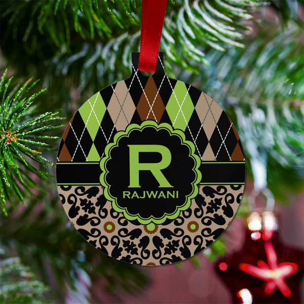 Argyle & Moroccan Mosaic Metal Ball Ornament - Lifestyle