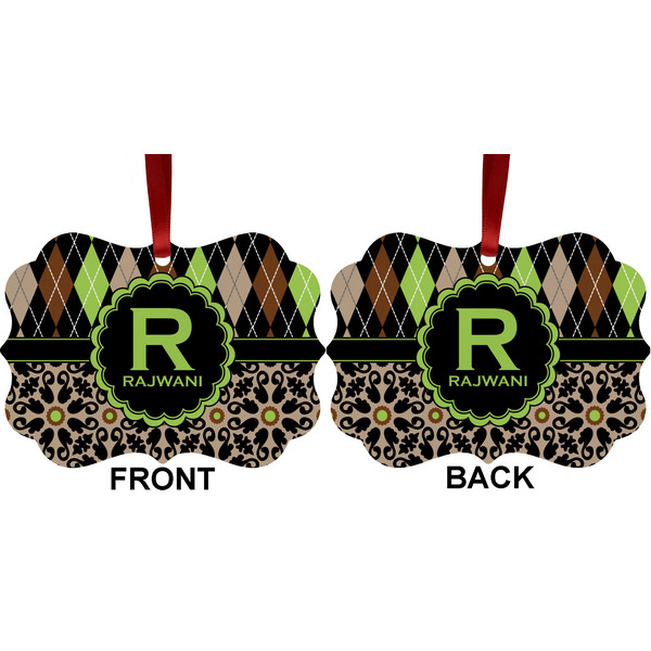 Argyle & Moroccan Mosaic Metal Benilux Ornament - Front and Back (APPROVAL)