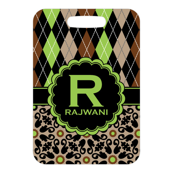 Argyle & Moroccan Mosaic Metal Luggage Tag - Front Without Strap