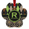 Argyle & Moroccan Mosaic Metal Paw Ornament - Front
