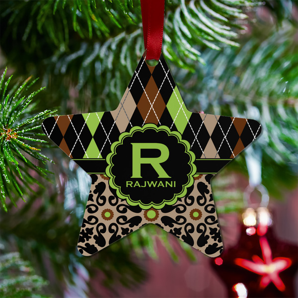 Argyle & Moroccan Mosaic Metal Star Ornament - Lifestyle