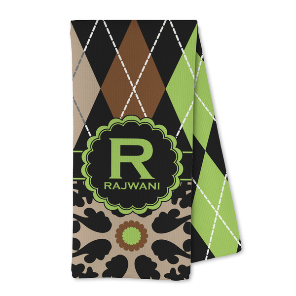 Custom Argyle & Moroccan Mosaic Kitchen Towel - Microfiber (Personalized)