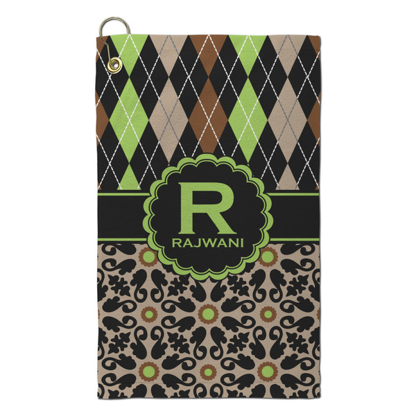 Custom Argyle & Moroccan Mosaic Microfiber Golf Towel - Small (Personalized)
