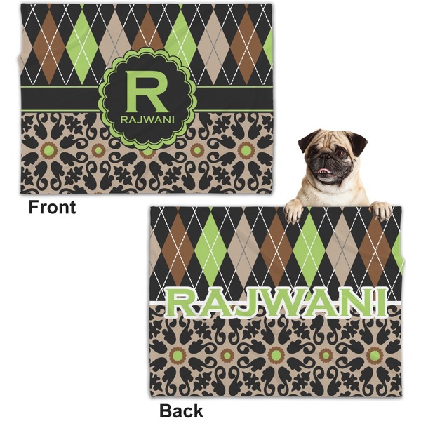 Argyle & Moroccan Mosaic Microfleece Dog Blanket - Regular - Front & Back