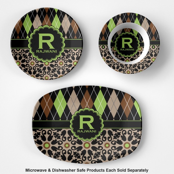 Argyle & Moroccan Mosaic Microwave & Dishwasher Safe CP Plastic Dishware - Group