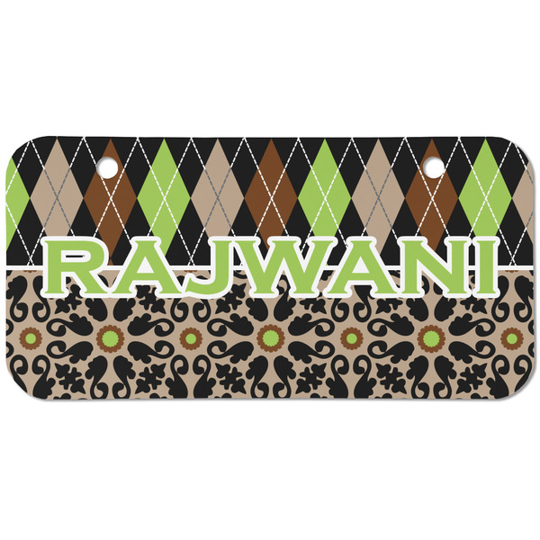 Custom Argyle & Moroccan Mosaic Mini/Bicycle License Plate (2 Holes) (Personalized)