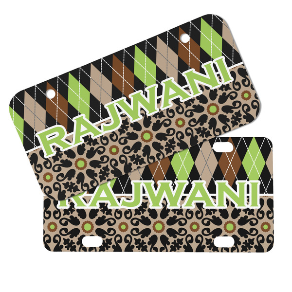 Argyle & Moroccan Mosaic Mini License Plates - MAIN (4 and 2 Holes)
