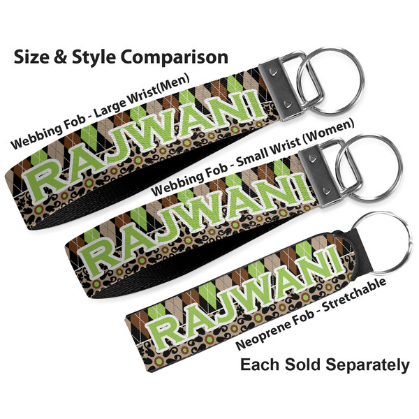 Argyle & Moroccan Mosaic Multiple Key Ring comparison sizes