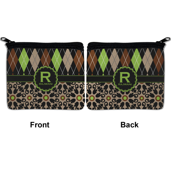 Argyle & Moroccan Mosaic Neoprene Coin Purse - Front & Back (APPROVAL)