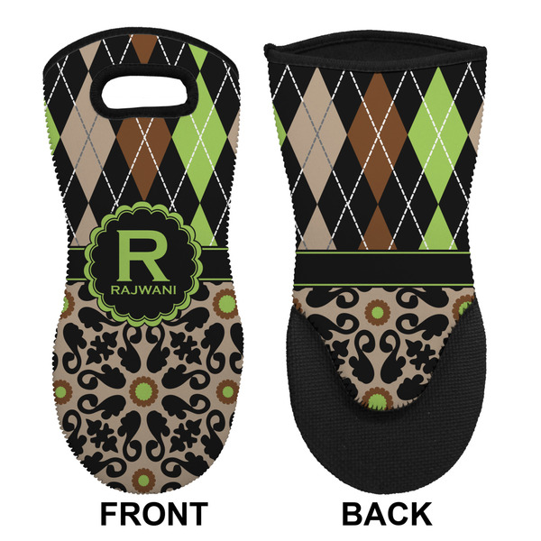Argyle & Moroccan Mosaic Neoprene Oven Mitt (Front & Back)