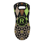 Argyle & Moroccan Mosaic Neoprene Oven Mitt - Single w/ Name and Initial