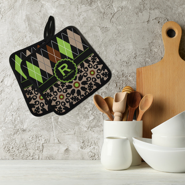 Argyle & Moroccan Mosaic Neoprene Pot Holder - Set of 2  LIFESTYLE