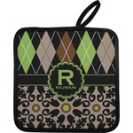 Argyle & Moroccan Mosaic Pot Holder w/ Name and Initial