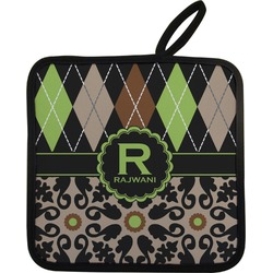 Argyle & Moroccan Mosaic Pot Holder w/ Name and Initial