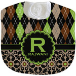 Argyle & Moroccan Mosaic Velour Baby Bib w/ Name and Initial
