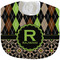 Argyle & Moroccan Mosaic Velour Baby Bib w/ Name and Initial