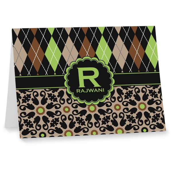 Custom Argyle & Moroccan Mosaic Note cards (Personalized)