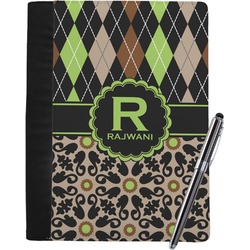 Argyle & Moroccan Mosaic Notebook Padfolio - Large w/ Name and Initial