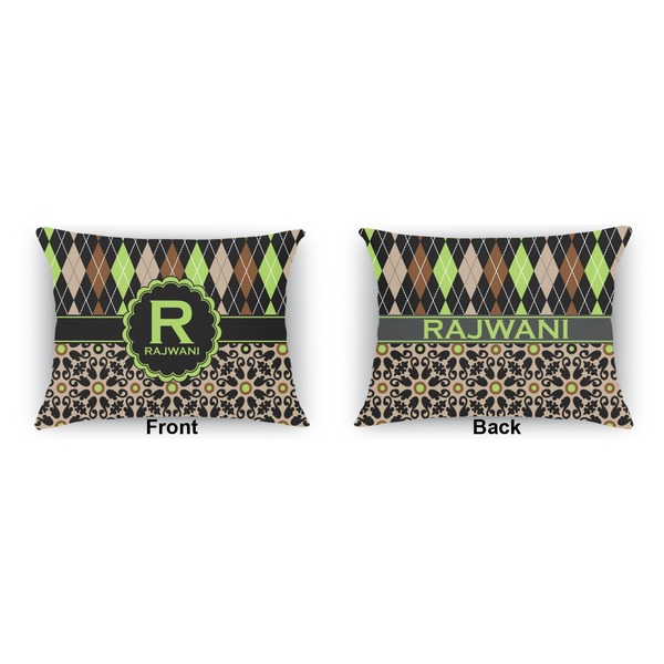 Argyle & Moroccan Mosaic  Outdoor Rectangular Throw Pillow (Front and Back)